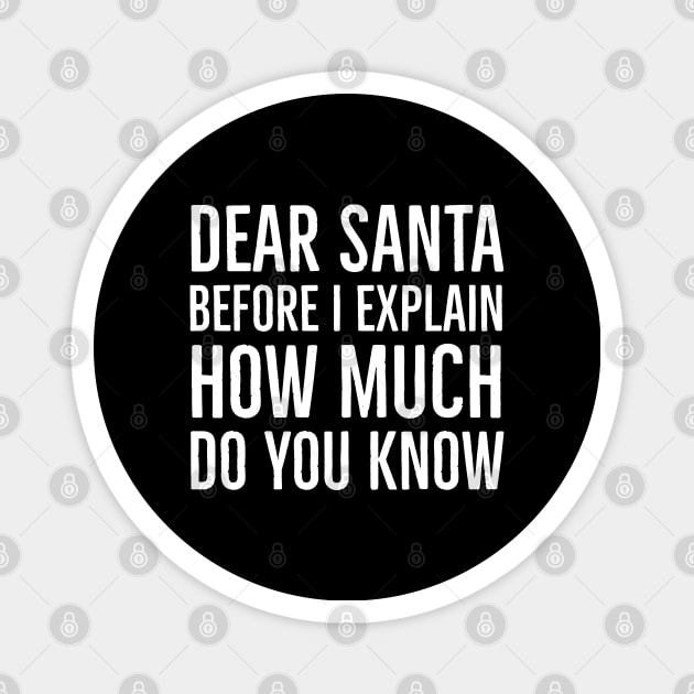 Dear Santa Before I Explain How Much Do You Know Magnet by evokearo